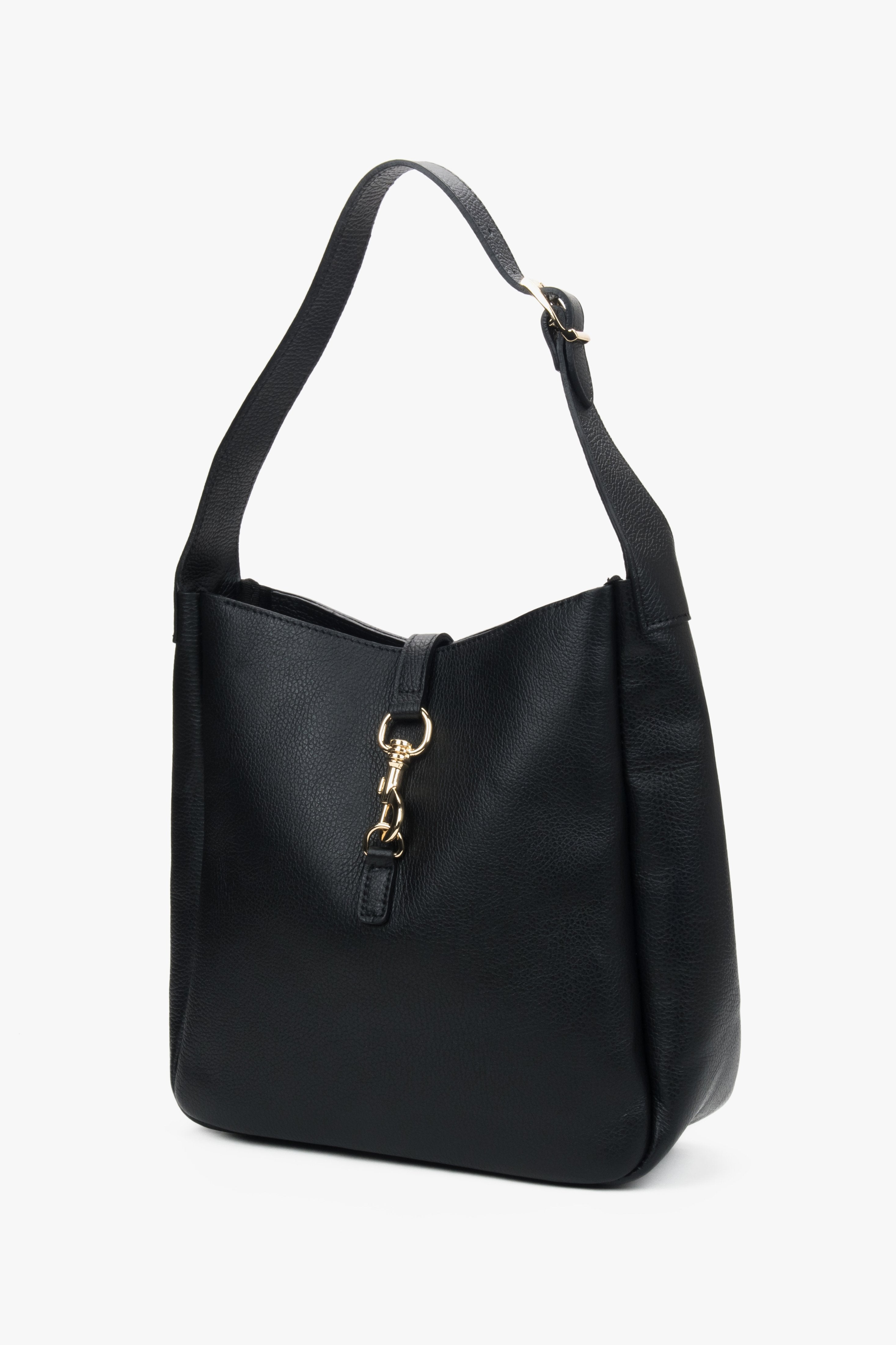 Shopper bag made of black Italian genuine leather.