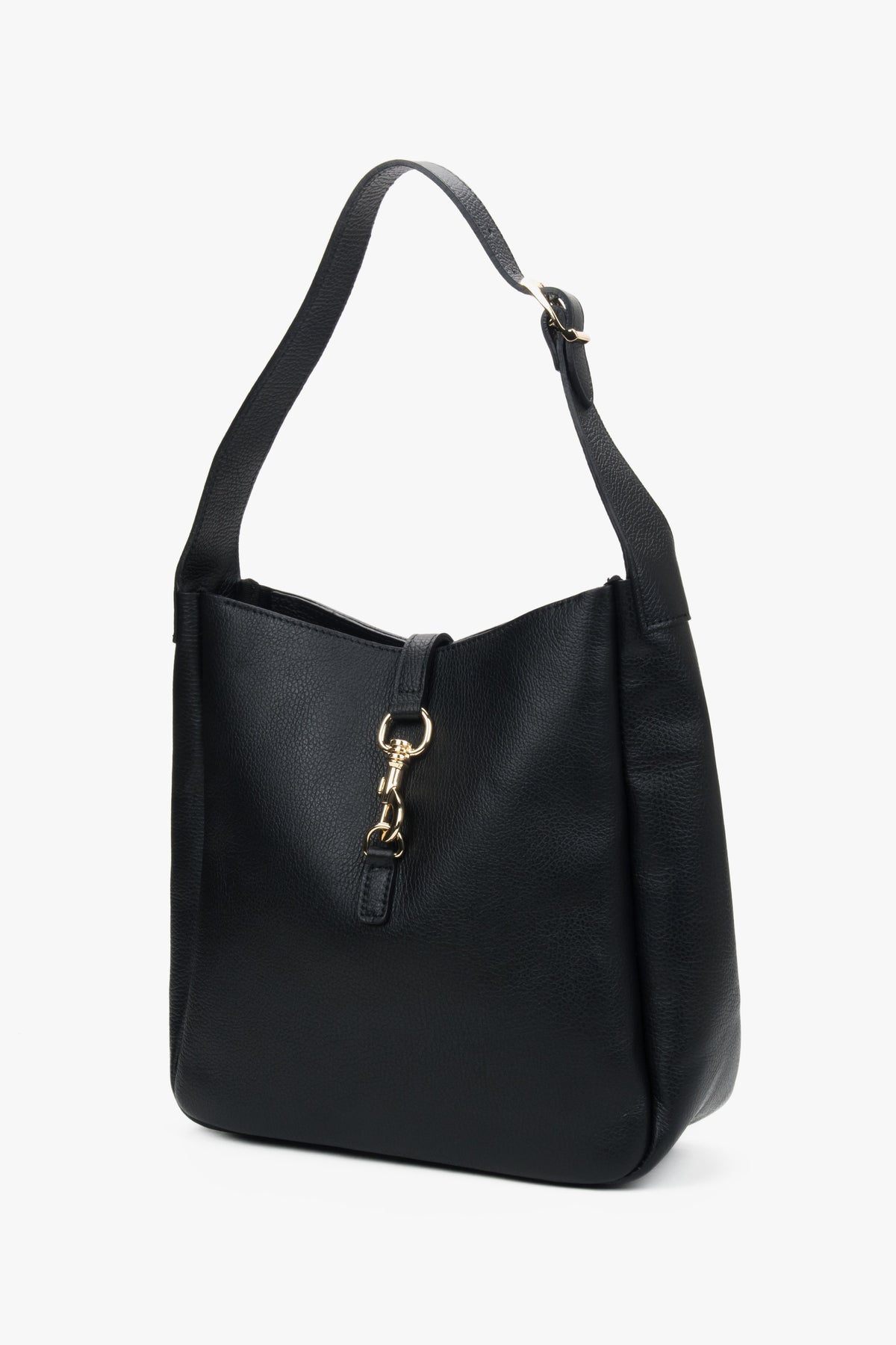 Shopper bag made of black Italian genuine leather.