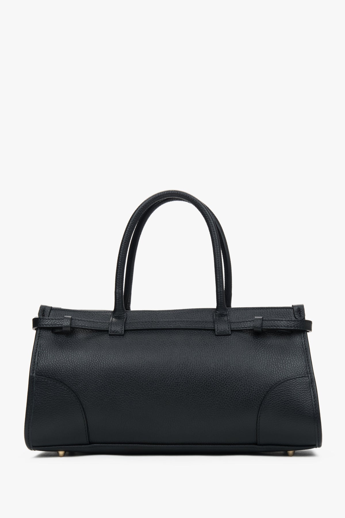 Women's black tote bag made of premium natural leather.