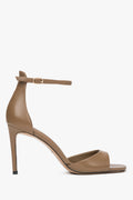 Women's Elegant Brown High Heels Sandals made of Genuine Leather Estro ER00117225.