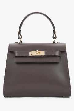Women's  Brown Satchel Handbag made of Premium Italian Genuine Leather Estro ER00116746.