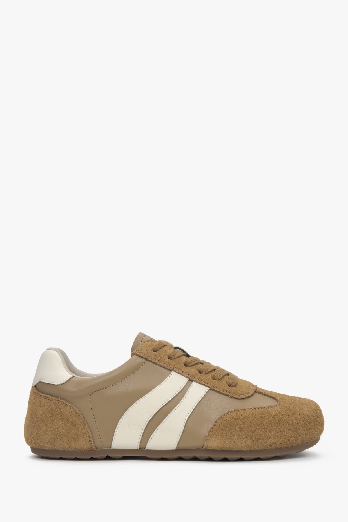 Women's Brown Soft Sneakers made of Velour and Leather Estro ER00117139.