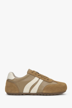 Women's Brown Soft Sneakers made of Velour and Leather Estro ER00117139.