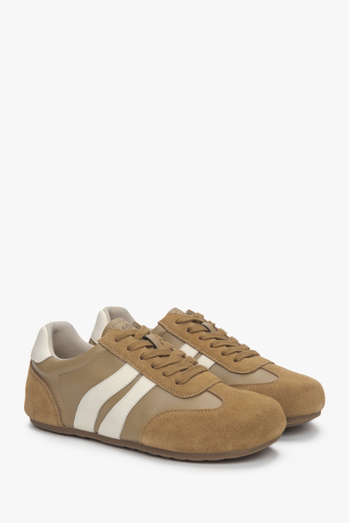 Soft brown women's sneakers Estro, made of velour and natural leather.