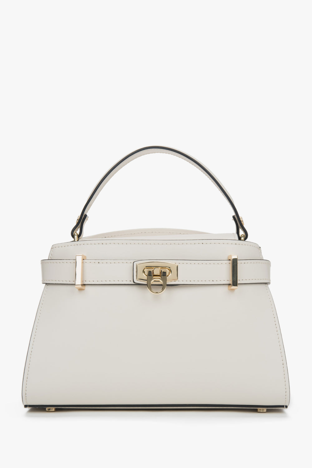 Women's Light Beige Satchel Handbag made of Premium Italian Genuine Leather Estro ER00117035.