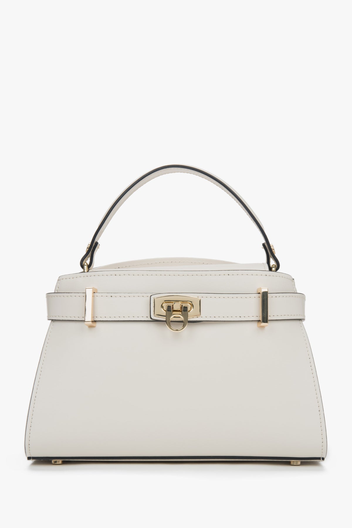 Women's Light Beige Satchel Handbag made of Premium Italian Genuine Leather Estro ER00117035.