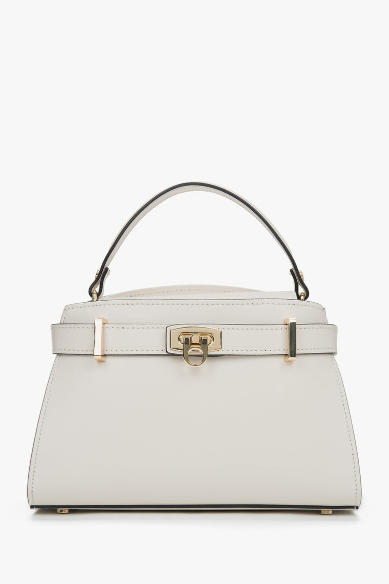 Women's Light Beige Satchel Handbag made of Premium Italian Genuine Leather Estro ER00117035.