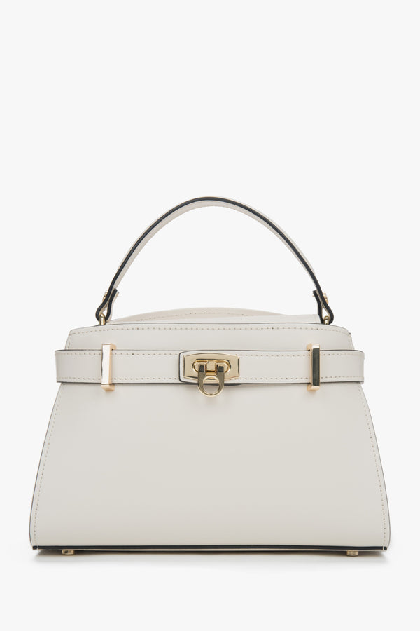 Women's Light Beige Satchel Handbag made of Premium Italian Genuine Leather Estro ER00117035.