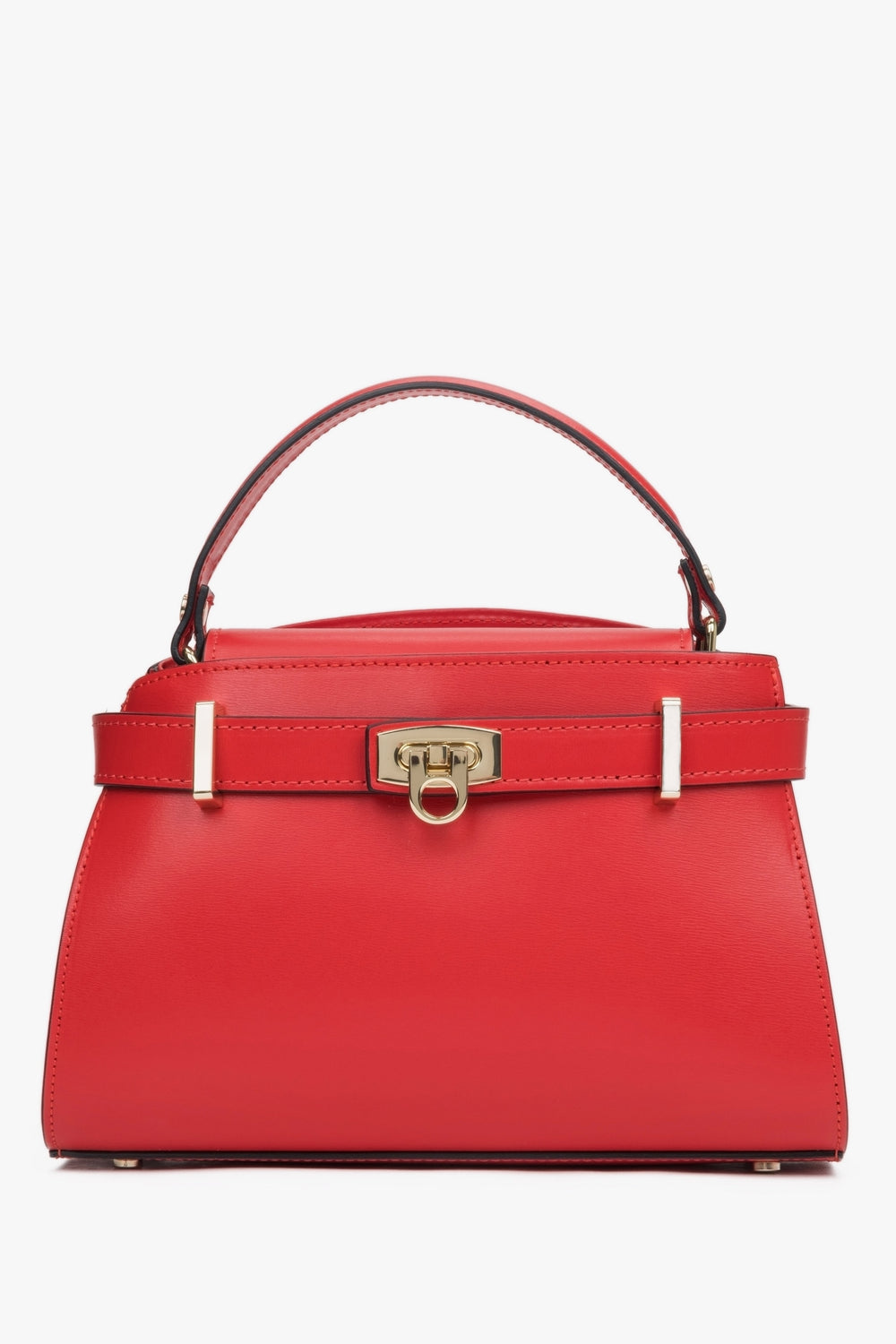 Women's Red Satchel Handbag made of Premium Italian Genuine Leather Estro ER00117129.
