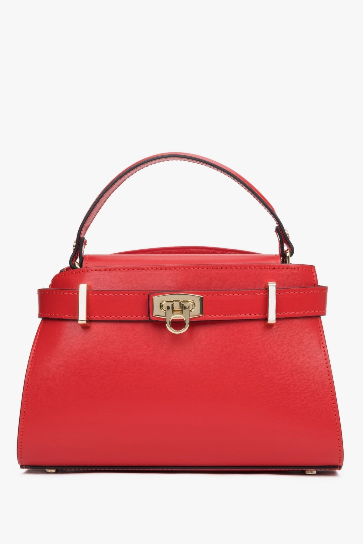 Women's Red Satchel Handbag made of Premium Italian Genuine Leather Estro ER00117129.