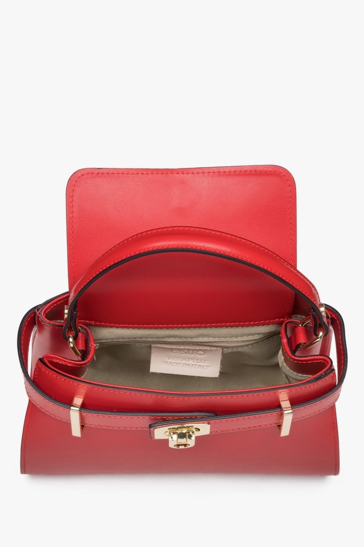 Box bag made of Italian leather – top view.
