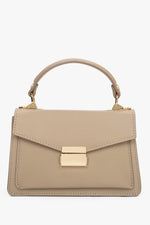 Women's Small Beige Satchel Handbag made of Premium Italian Genuine Leather Estro ER00117536.