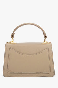 Women's small beige handbag made of premium Italian genuine leather by Estro - reverse side.