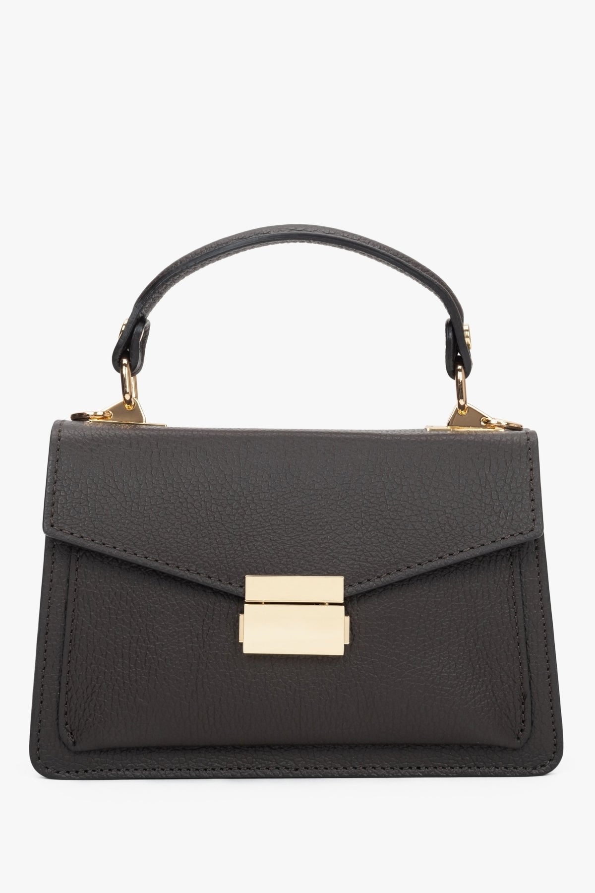 Women's Small Dark Brown Satchel Handbag made of Premium Italian Genuine Leather Estro ER00117535.