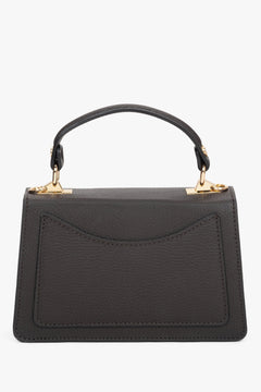 Women's small dark brown handbag made of premium Italian genuine leather by Estro - reverse side.