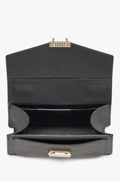 Women's small dark brown handbag made of premium Italian genuine leather by Estro - interior.
