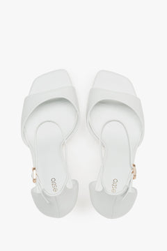 Women's timeless white sandals Estro made of genuine leather – top view.