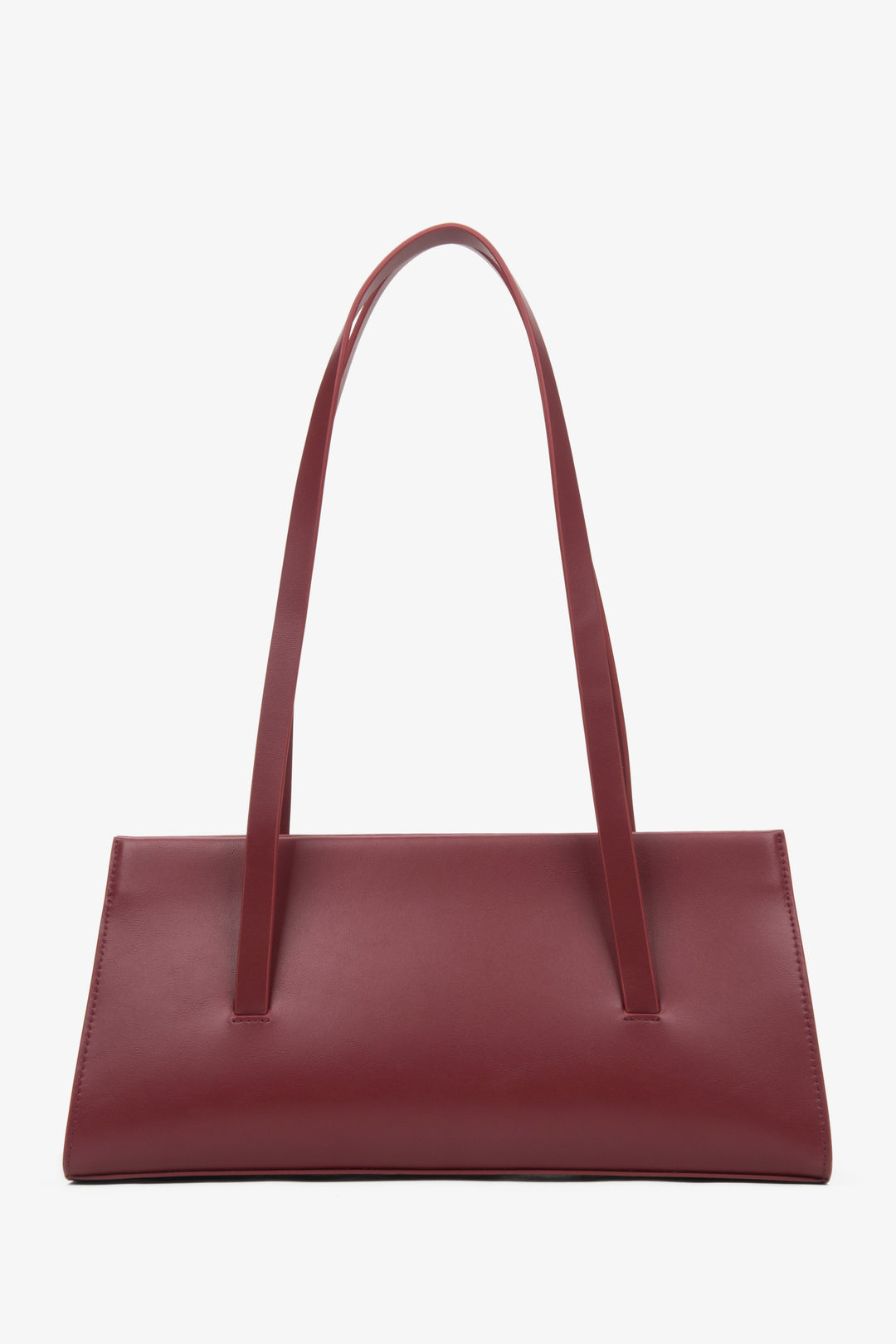 Women's Burgundy Leather Shoulder Bag with Long Handles Estro ER00116884.