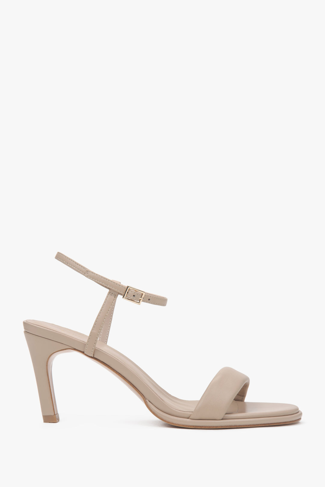 Women's Beige Heeled Sandals made of Genuine Leather Estro ER00117190.