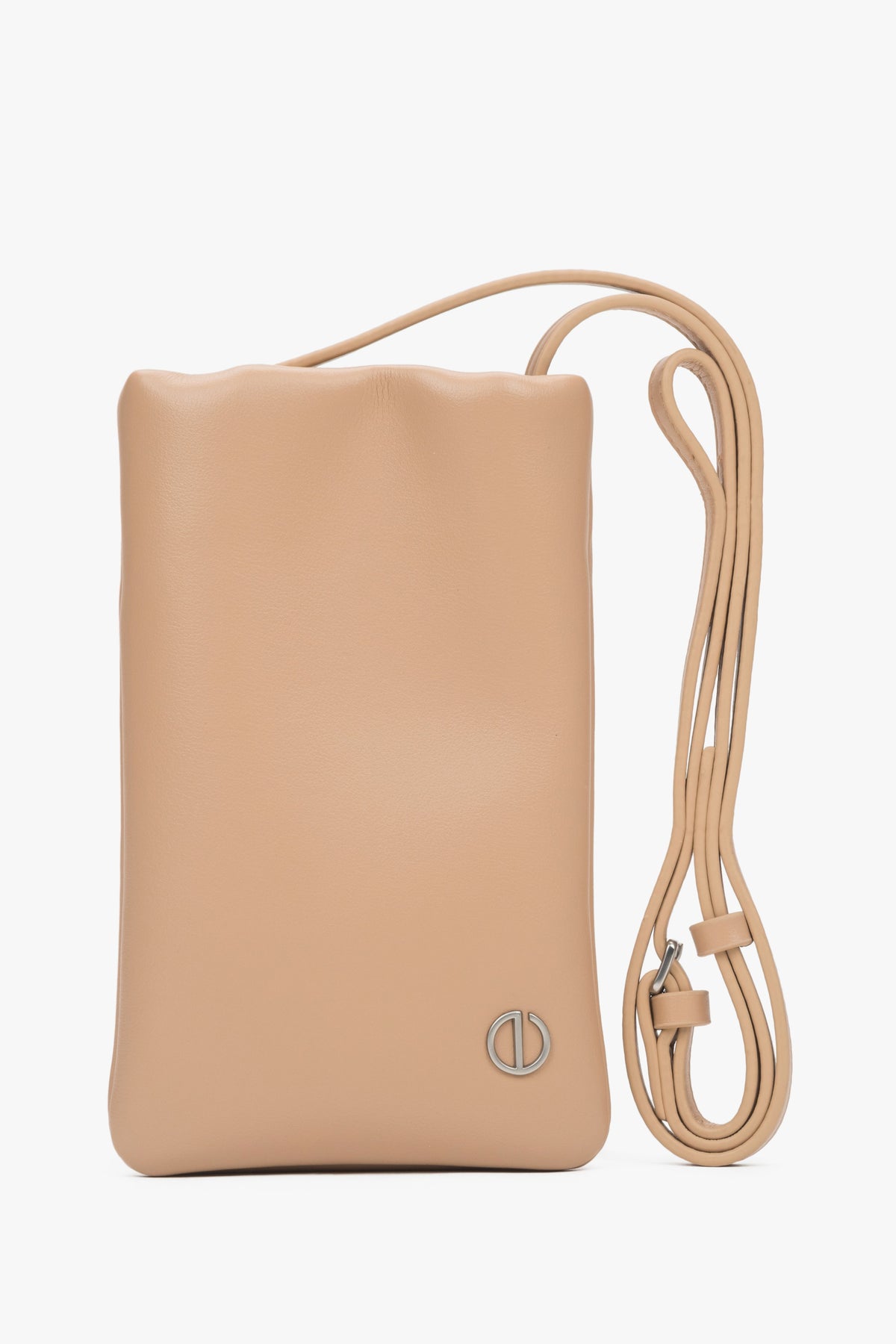 Women's Beige Leather Phone Bag Estro ER00116882.