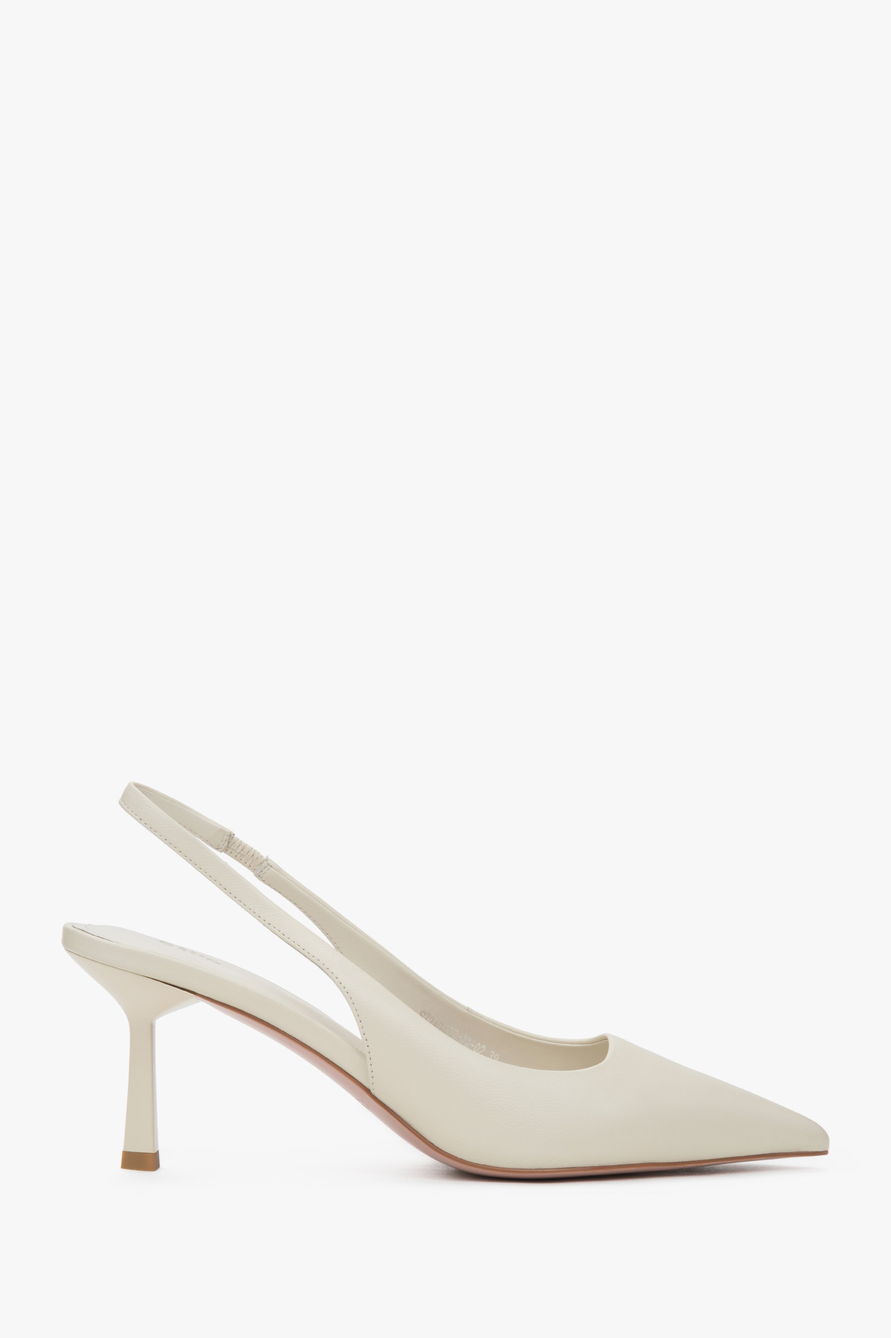 Women's Light Beige Leather Slingback High Heel Pumps Estro ER00116973.