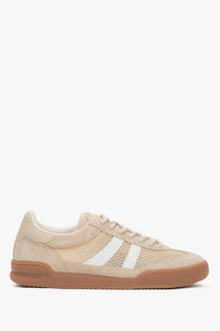 Women's Beige Velour Sneakers with Breathable Mesh ES8 ER00116897.