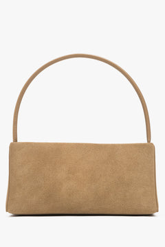 Women's shoulder bag in beige, made of natural velour by Estro.
