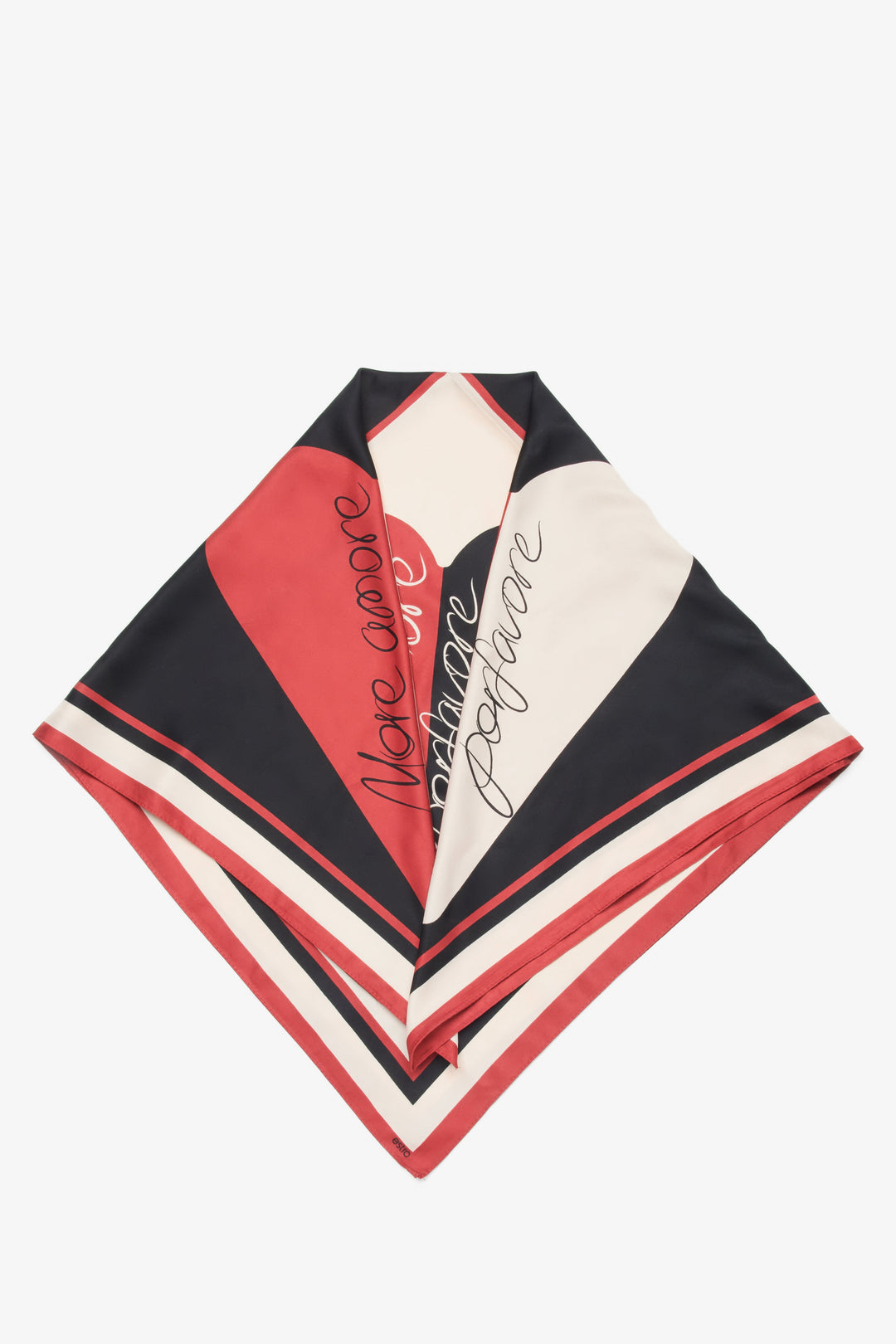 Women's Black, Beige & Red Neckerchief with a Heart Pattern Estro ER00116722.