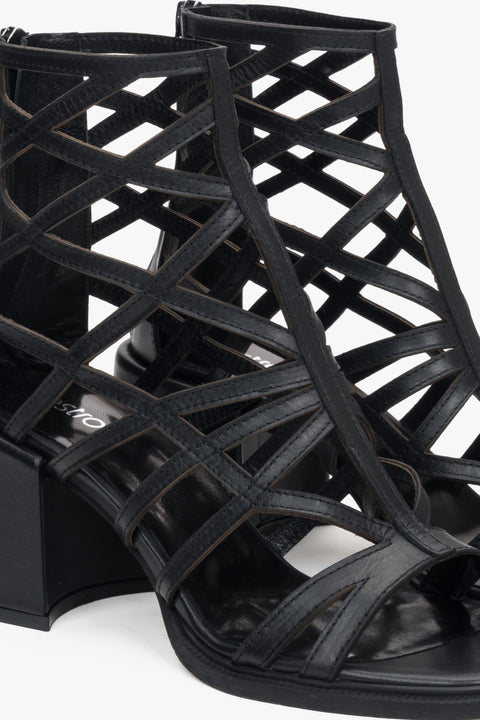 Black women's sandals by Estro – details.