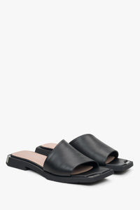 Women's Black Flat Mules made of Genuine Leather Estro ER00115288.