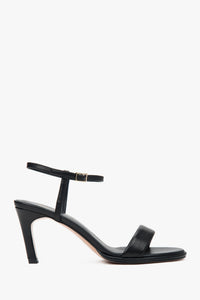 Women's Black Heeled Sandals made of Genuine Leather Estro ER00117189.