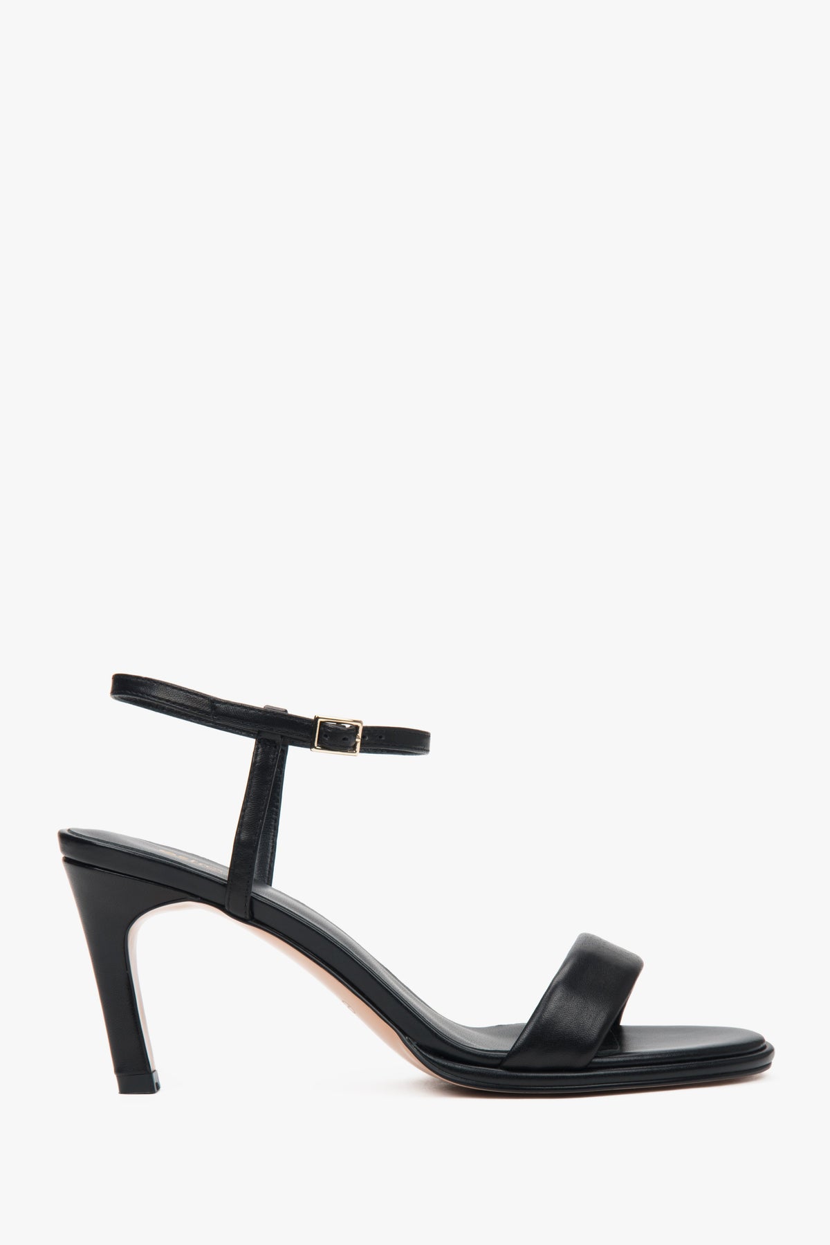 Women's Black Heeled Sandals made of Genuine Leather Estro ER00117189.
