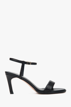 Women's Black Heeled Sandals made of Genuine Leather Estro ER00117189.