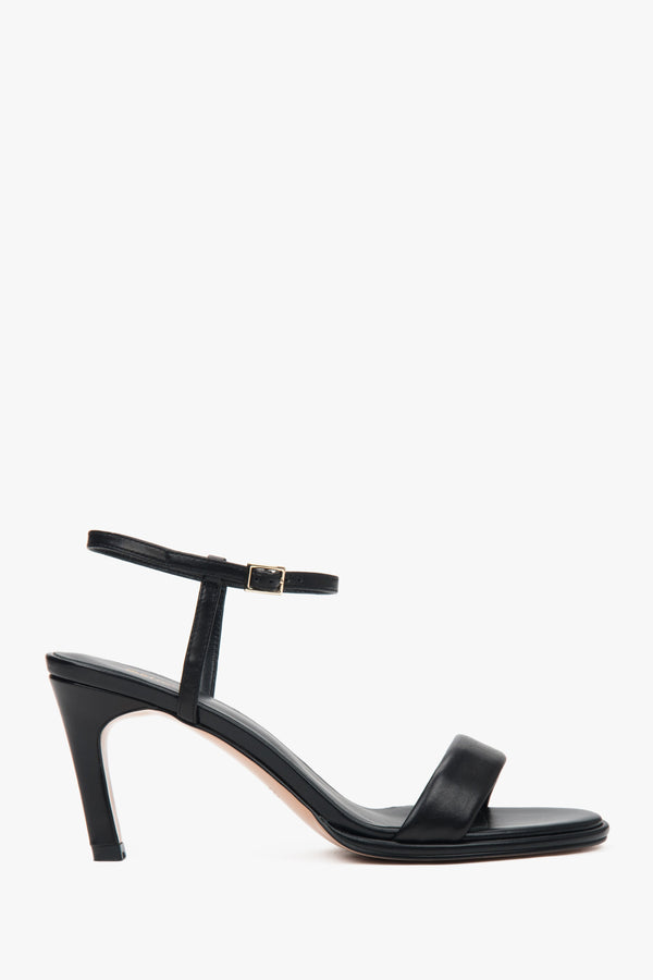 Women's Black Heeled Sandals made of Genuine Leather Estro ER00117189.