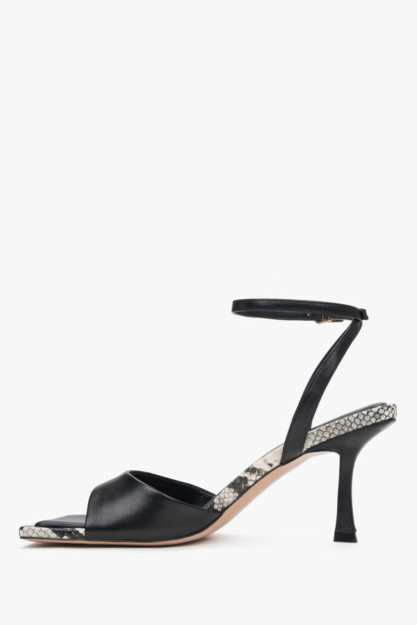 Elegant black women's sandals by Estro, made of natural leather.