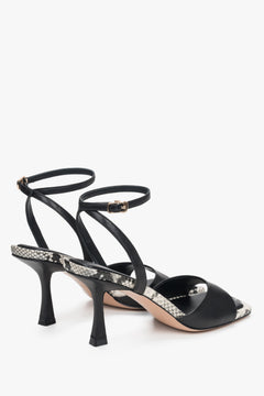 Delicate black women's sandals by Estro with an animal pattern, made of natural leather.