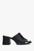Women's Black Leather Mules on a Stable Block Heel Estro ER00117379.