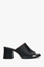 Women's Black Leather Mules on a Stable Block Heel Estro ER00117379.