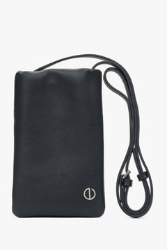 Women's Black Leather Phone Bag Estro ER00116880.