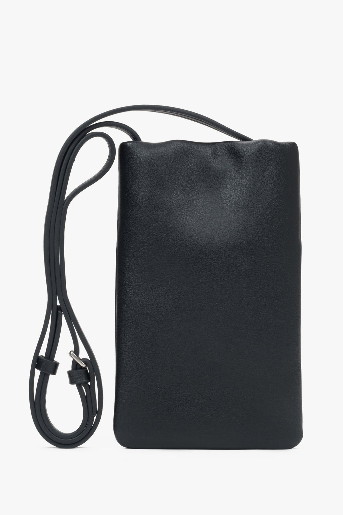 Black leather phone bag for women by Estro.