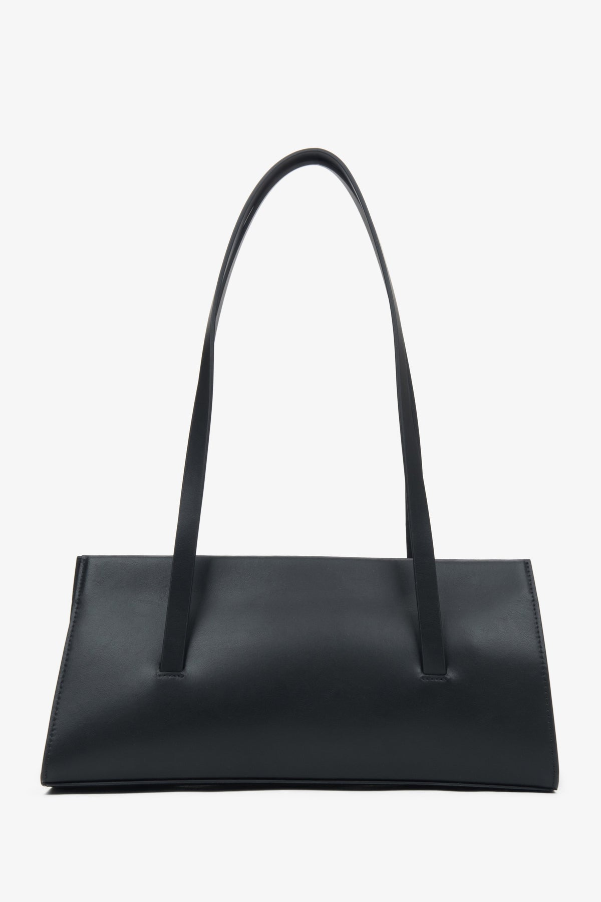 Women's Black Leather Shoulder Bag with Long Handles Estro ER00116883.