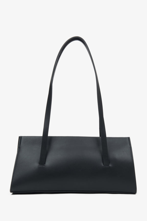 Women's Black Leather Shoulder Bag with Long Handles Estro ER00116883.