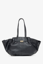 Women's Black Leather Shoulder Bag with Long Handles Estro ER00116612.