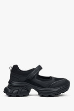 Women's Black Sandal-Style Sneakers made of Leather & Breathable Textiles ES8 ER00117135.