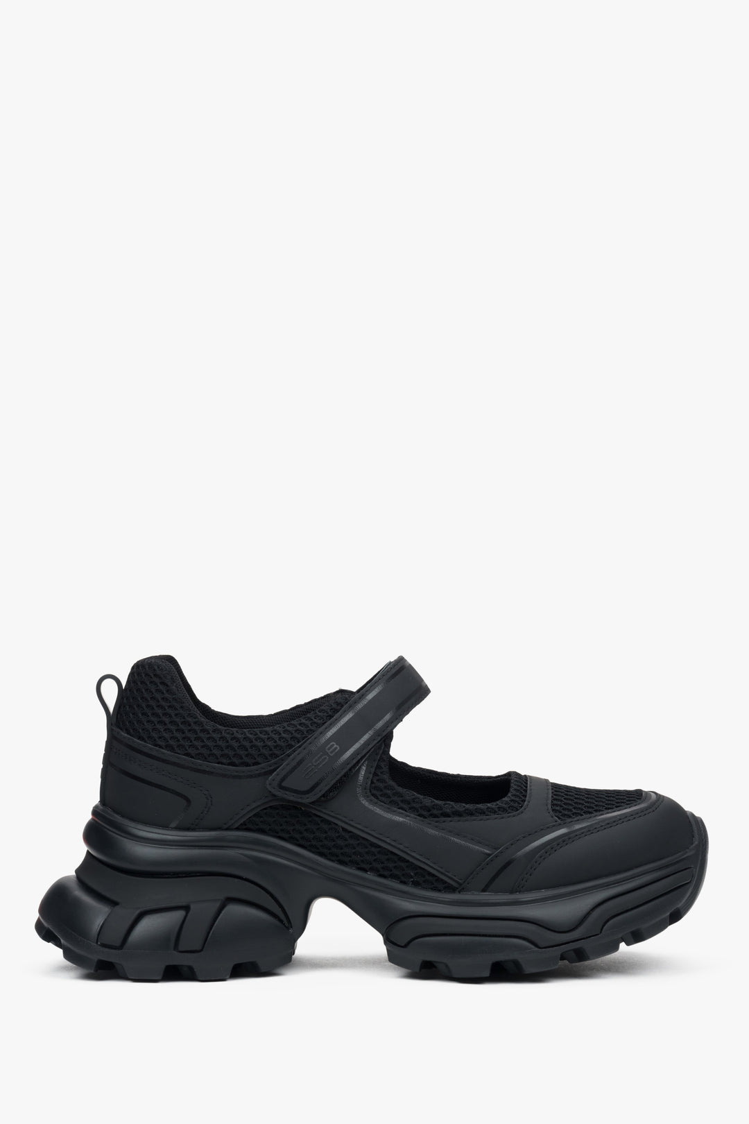 Women's Black Sandal-Style Sneakers made of Leather & Breathable Textiles ES8 ER00117135.