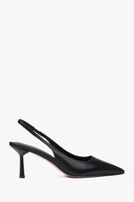 Women's Black Leather Slingback High Heel Pumps Estro ER00116972.
