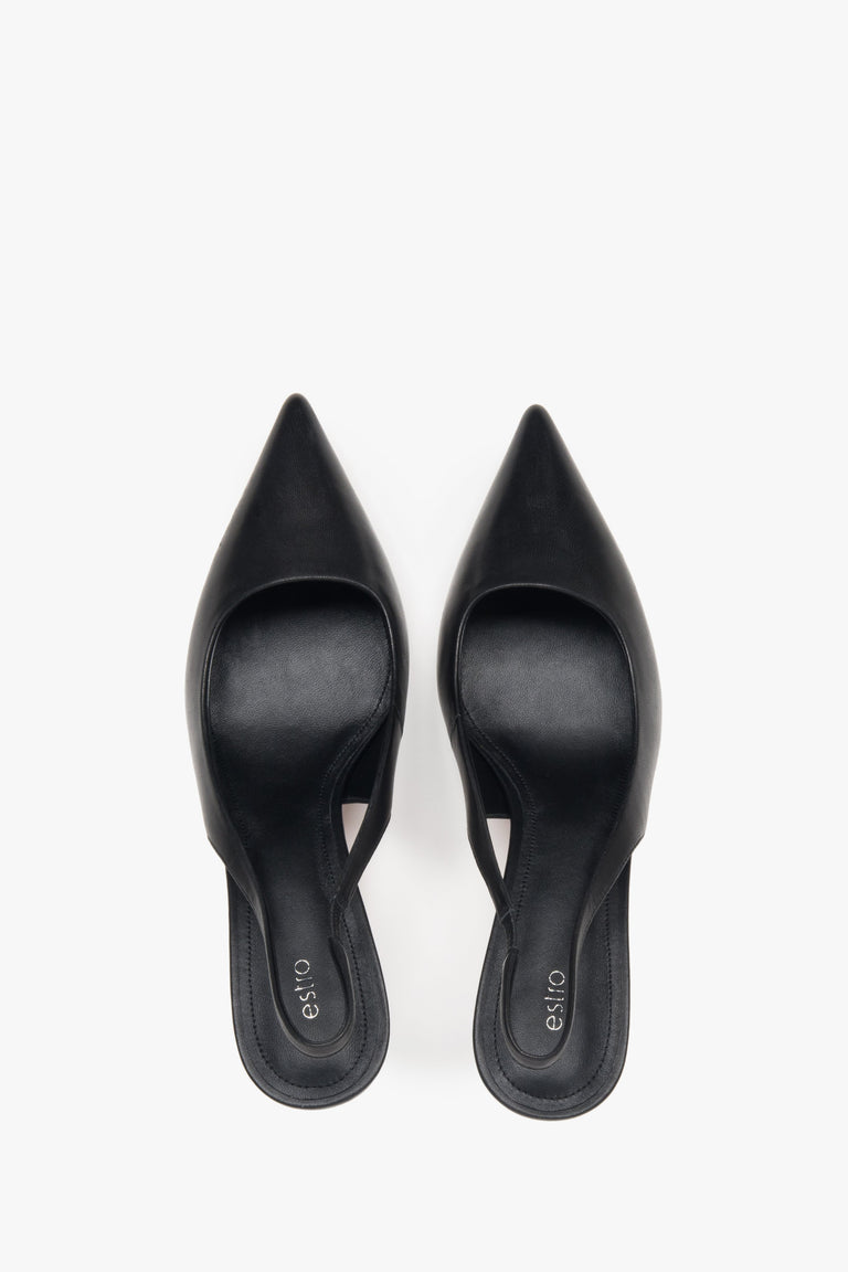 Timeless black slingback pumps by Estro, featuring a slimming high heel – perfect for special occasions.
