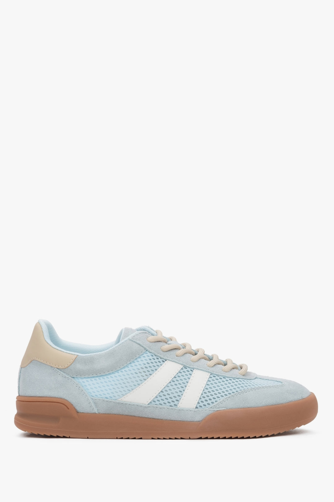 Women's sneakers ES8 made of natural velour and mesh in blue.