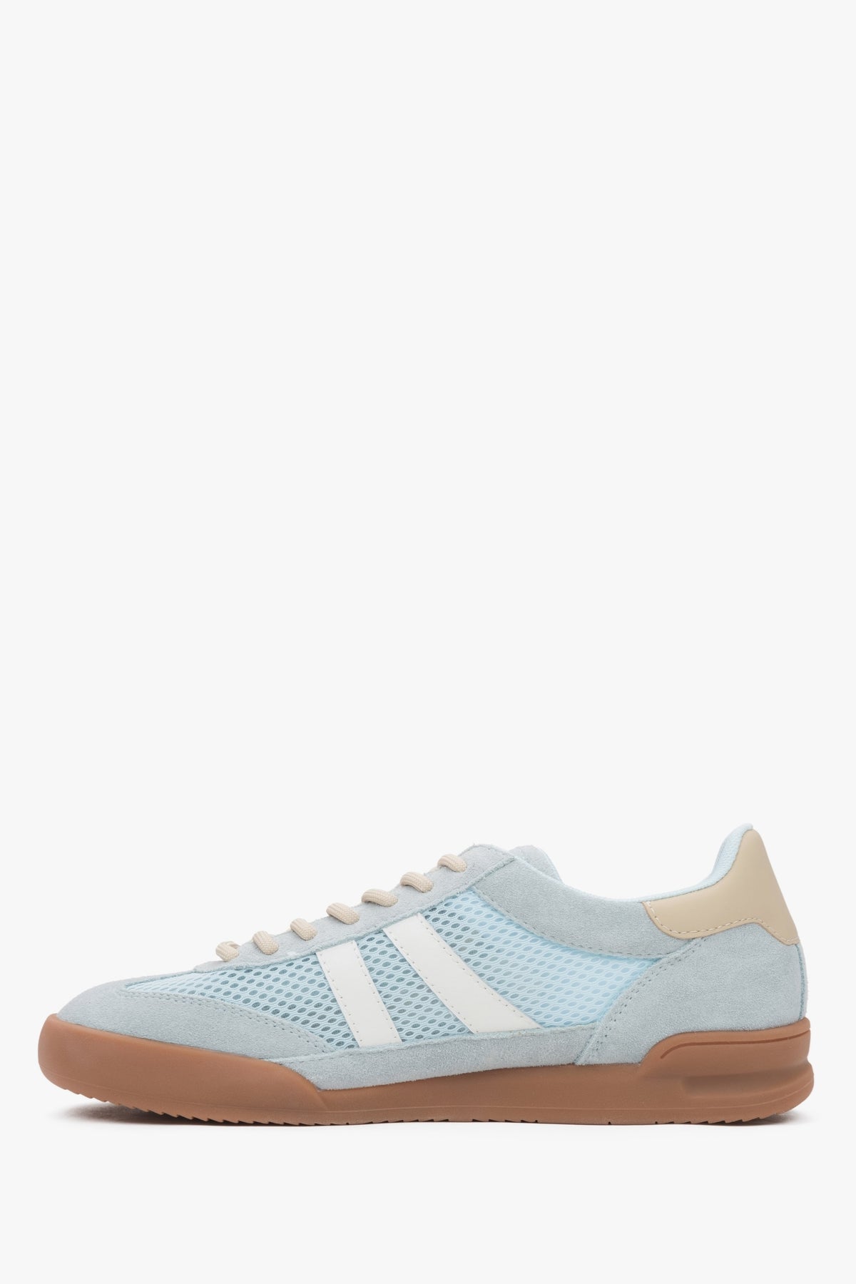 Blue velour women's sneakers ES8 with breathable mesh.