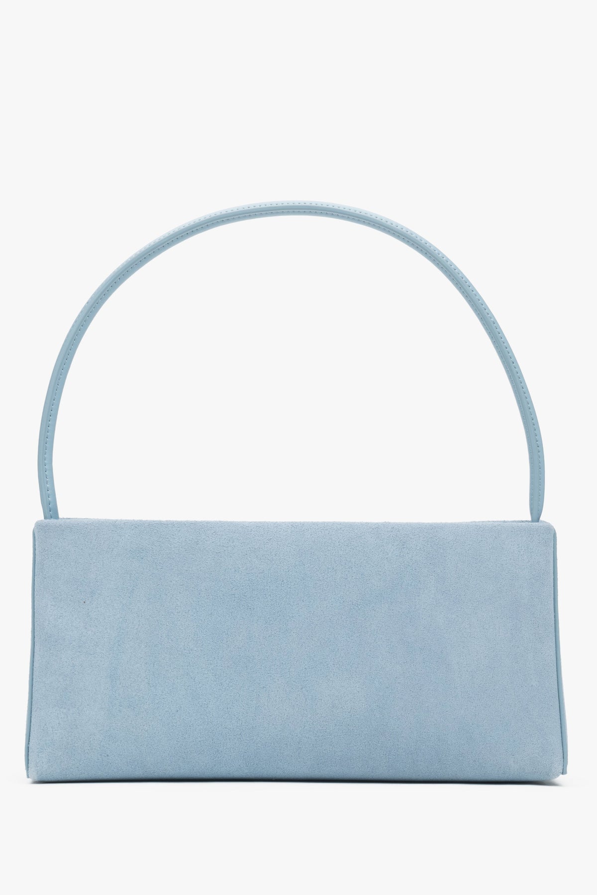 Women's shoulder bag in blue, made of natural velour by Estro.